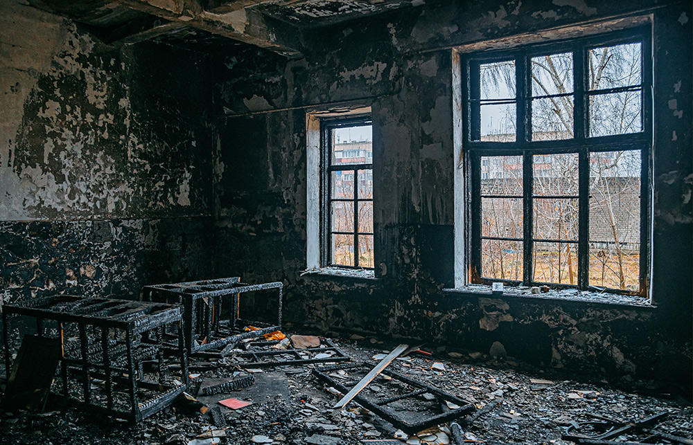 burned house interior